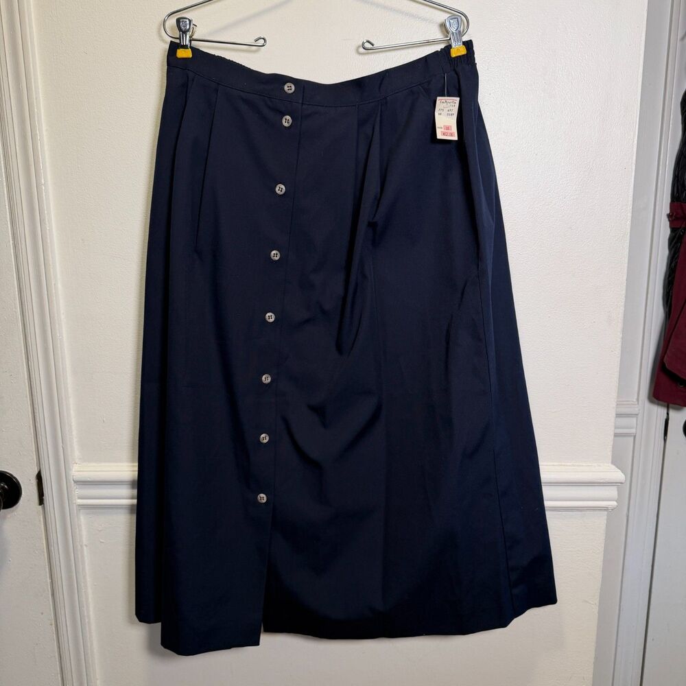 Vintage David Brooks Talbots Skirt Womens 18 Navy Button Front NWT $52 Plus